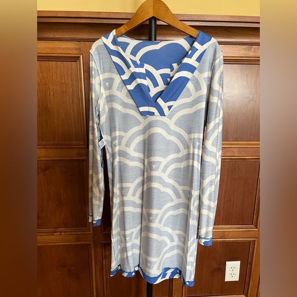 Diane Von Furstenberg Dress Reina Sky Blue White Print Size 10 - Picture 10 of 16